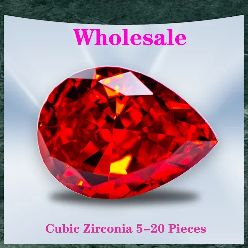 

Cubic Zirconia Wholesale No Certificate Crushed Ice Cut Pear Shape Red Color Charms Beads for Advanced Jewelry Making Materials