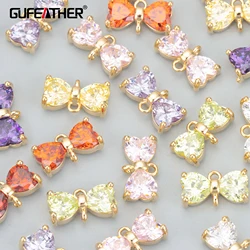 GUFEATHER MD84,jewelry accessories,18k gold rhodium plated,copper,AAAzircon,jewelry making,handmade,charms,diy pendants,4pcs/lot