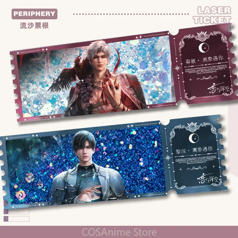 Anime gra miłość i głęboki kosmos Xavier Sylus Zayne Caleb Kawaii Cosplay akrylowe Quicksand bilet Stub stojak na biurko rysunek 2025