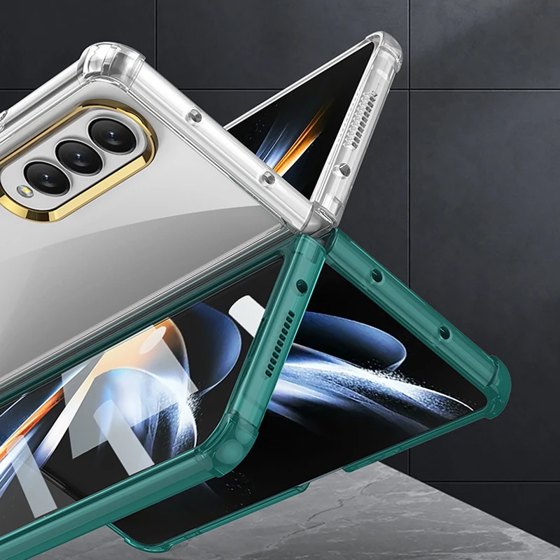 Shockproof Reinforced Corners Case for Samsung Galaxy Z Fold4 5G Transparent Back Cover for Samsung Galaxy Fold 4 Case Funda