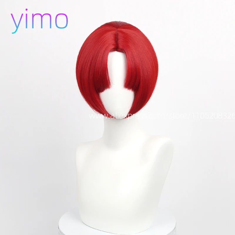 شعر مستعار قصير عام 28 سم مع غرة، ذهبي، أسود، أبيض، أحمر، وردي، أخضر، بني، ذهبي، أزرق شعر مستعار مقاوم للحرارة