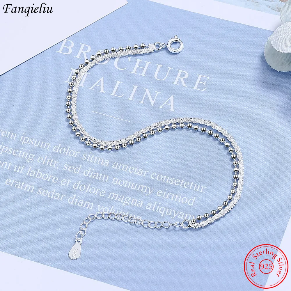 

Fanqieliu Real 925 Sterling Silver Double Layers Extend Chain Bracelet For Women Trendy Jewelry New FQL22209