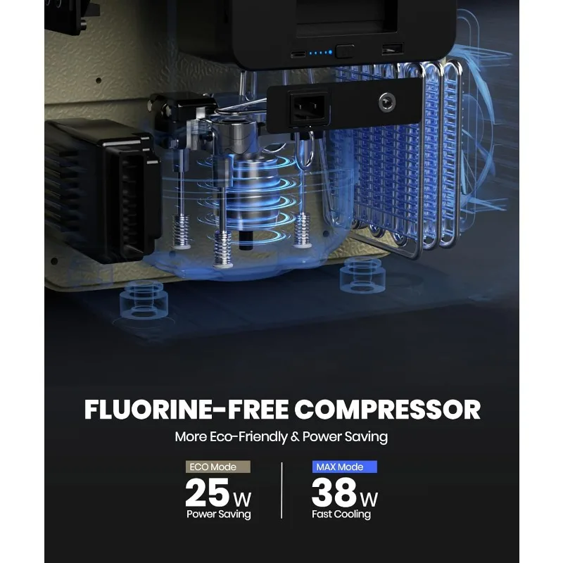 D18 12 Volt Car Refrigerator, Portable Freezer 19Qt/18L Battery & Solar Powered Cooler 25W, -4~50℉, 12/24V DC, 110~240V AC,