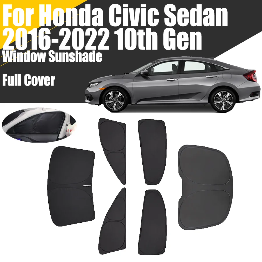 Custom Full Cover Car Window Sunshade For Honda Civic Sedan 10th 2016 - 2022 Privacy Blind Curtain Front Windshield 2018 2020