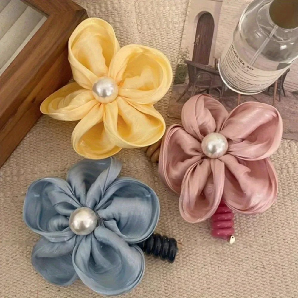 Sommeratmosphäre, blumengebundener Pferdeschwanz, gerade Telefonleitung, Haarschlaufe, neues High-End-Haarstyling-Werkzeug für Damen – Detail 5