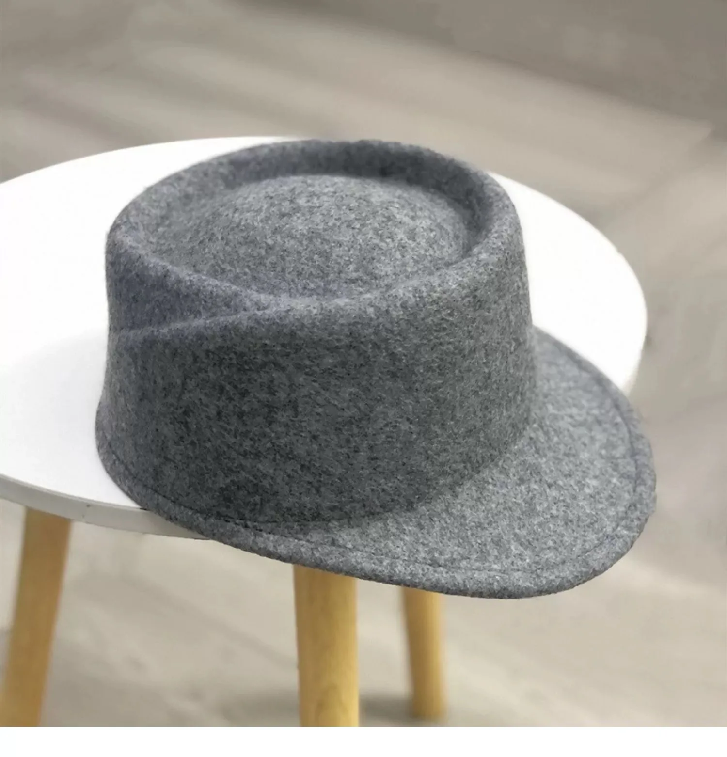 Herbst Winter Neue 100% Wolle Ritter Hut frauen Koreanische Mode Konkaven Top Navy Britischen Reit Hut Fedora Punk hut – Detail 7