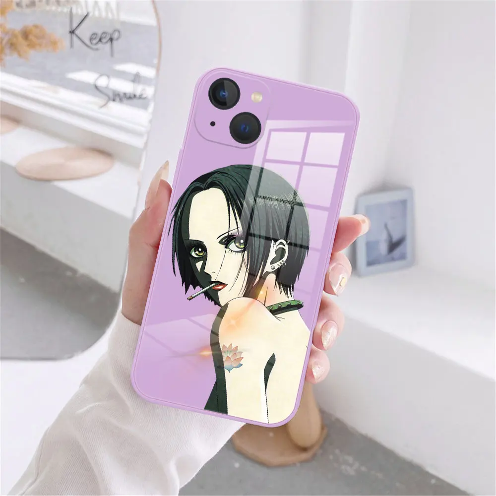 Anime NaNa osaki Phone Case For iPhone 11 12 13 14 15 Pro Max X XR XS MAX X 15 Plus 13Mini purple Tempered Glass reflective case