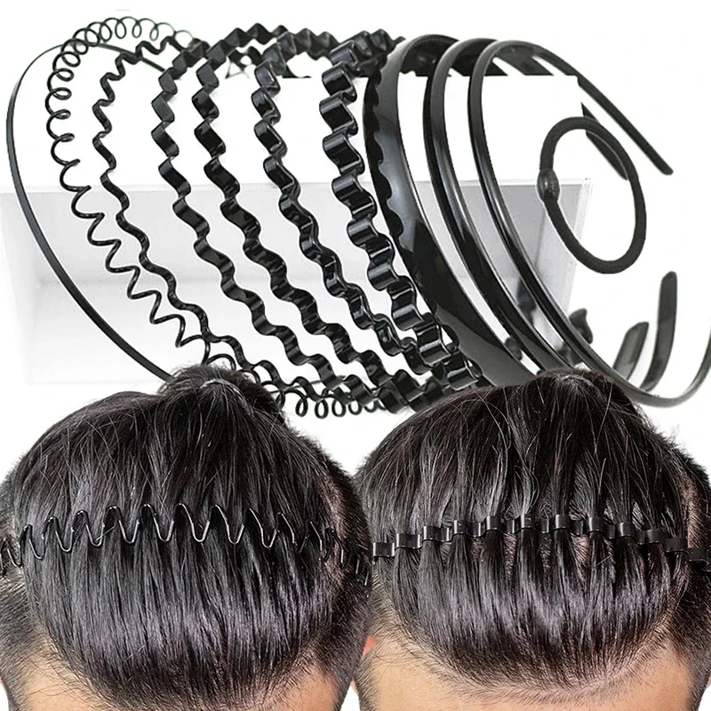 Unisex Metal Wavy Spring Hair Hoop Lack Non Slip Outdoor Sports Headbands Simple Hairband For Women Men Face Washing Headdress