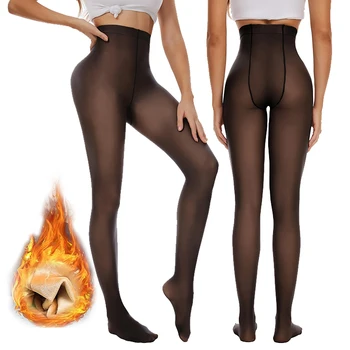 מכנסי תרמיים לנשים עם שכבת פליז במותן גבוהה, מחממים ומתאימים לחורף, שליטה בבטן, יוגה, טיולים וריצה