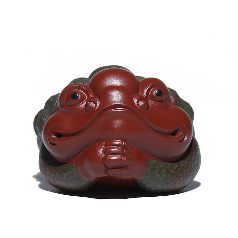 

:Golden Toad Purple Sand Tea Pet Boutique Tea Play Figurine Toys Wealth Dahongpao Tea Exquisite Workmanship Table Ornament