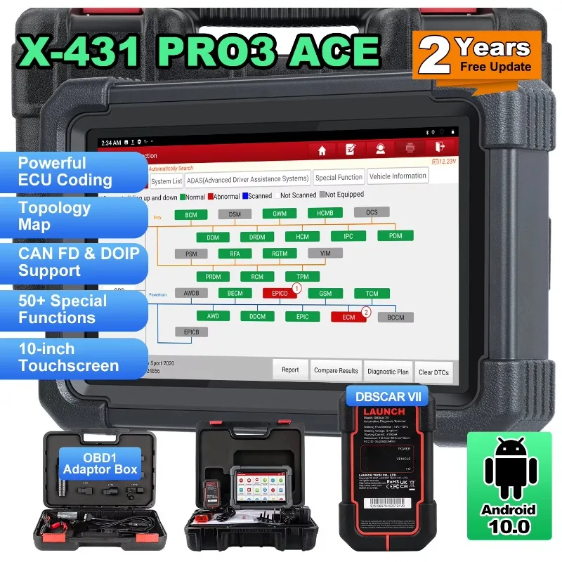 

New Arrival X431 PRO3 ACE Bi-directional Control Car Diagnostic Tool Machine OBD2 Scanner With 38 Resets 2 Years Free