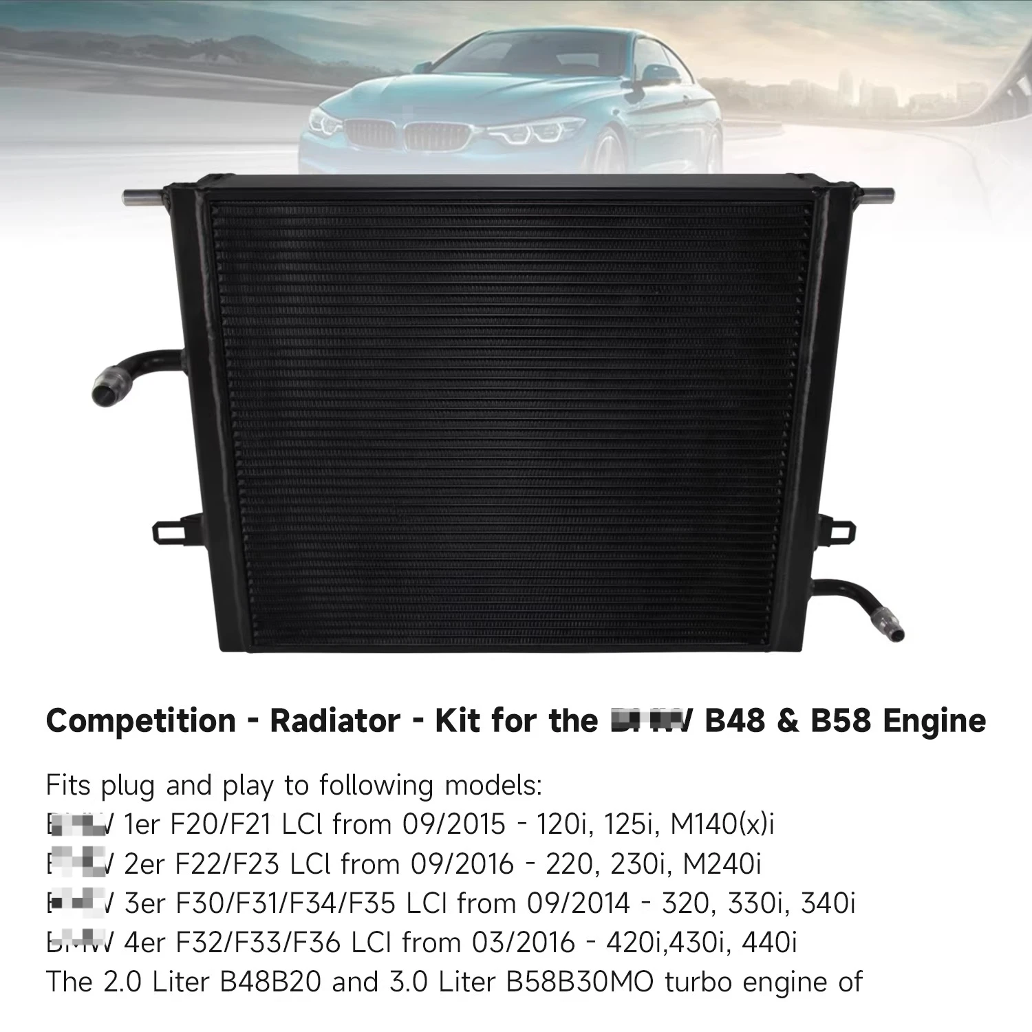 Upgrade large water tank cooling radiator for B48B58 F series chassis 1/2/3/4 series