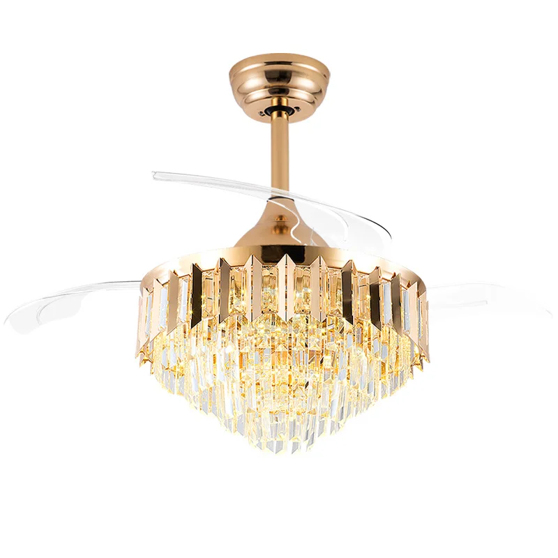 

Crystal invisible fan light, living room and dining room light luxury household high-end atmospheric new ceiling
