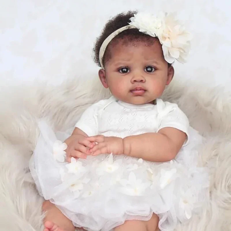 

24inch Dark Brown Skin Reborn Baby Doll Reuben lifelike real baby doll Art Made 3D Skin Lifelike Baby Collectible Doll