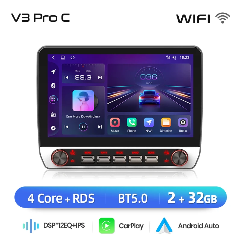 Junsun 13.1″ QLED draadloze CarPlay Android Auto autoradio voor Volkswagen Multivan T5 2008-2015 intelligente systemen DSP SWC RDS