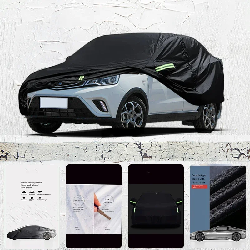 For Geely yuanjing x1 fit Outdoor Protection Full Car Covers Snow Cover Sunshade Waterproof Dustproof Exterior Car cover Black