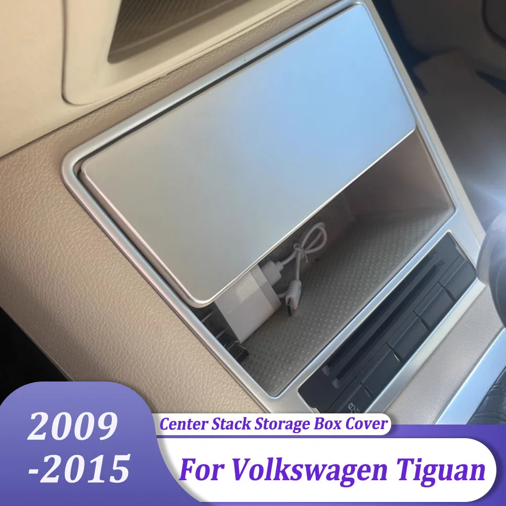 

ABS Matte Center Stack Storage Box Cover Trim Frame Car Accessories For Volkswagen Tiguan 2009 2010 2011 2012 2013 2014 2015