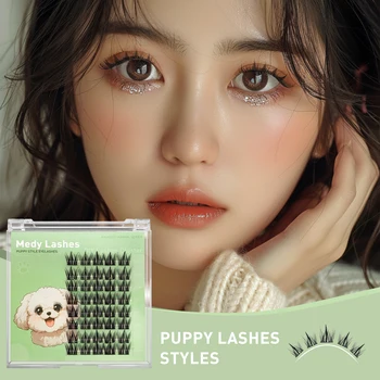 Yavru lashes göz Lashes bölümlenmiş yanlış Eyelashes doğal simülasyon kalın tek küme komik peri Lashes