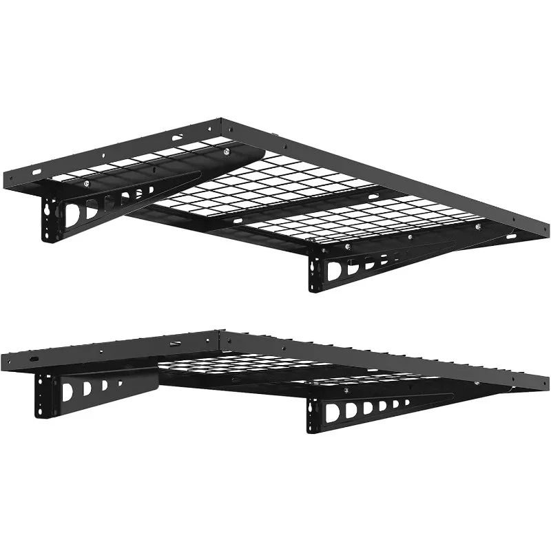 

2 упаковки, 2x4 фута для гаражного хранения, 24x48 дюймов, настенные стеллажи для велосипеда, общая грузоподъемность 440 фунтов, черные навесы› Полки