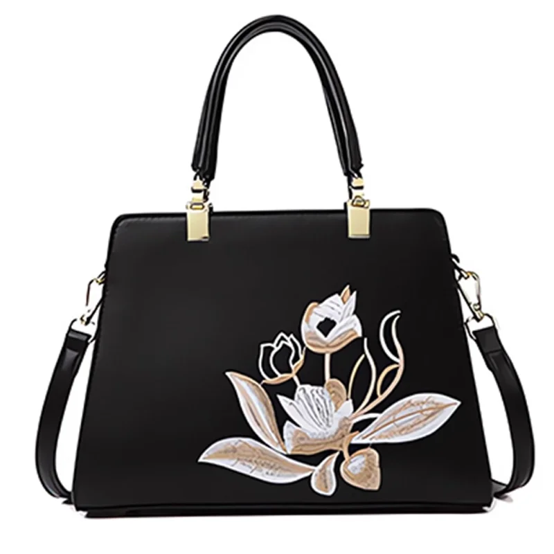 

Real leather bag 2026 new fashionable embroidered bag versatile mother bag luxurious handbag casual shoulder cross shoulder