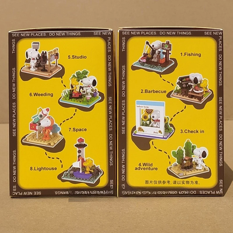 Genuine Authorized Snoopy Blind Box Series Cartoon Supermarket Garden Furniture Scene Children'S Building Block Toys