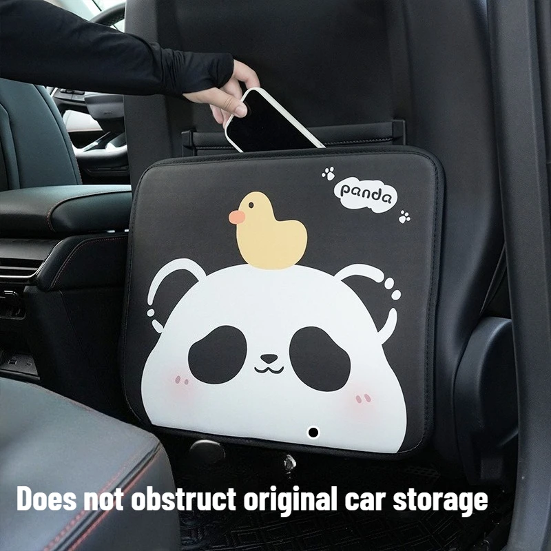 

Car Seat Back Anti Kick Pad Cartoon Panda Car Accessories Leather Wear Resistant Dirt Resistant Car Backrest Protection Pad