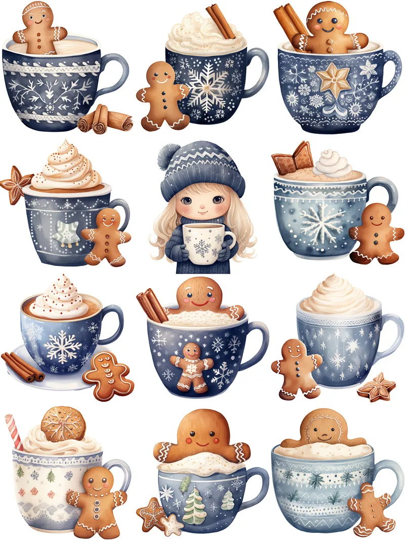 Christmas coffee Stickers Crafts And Scrapbooking stickers kids toys book Decorative sticker DIY Stationery