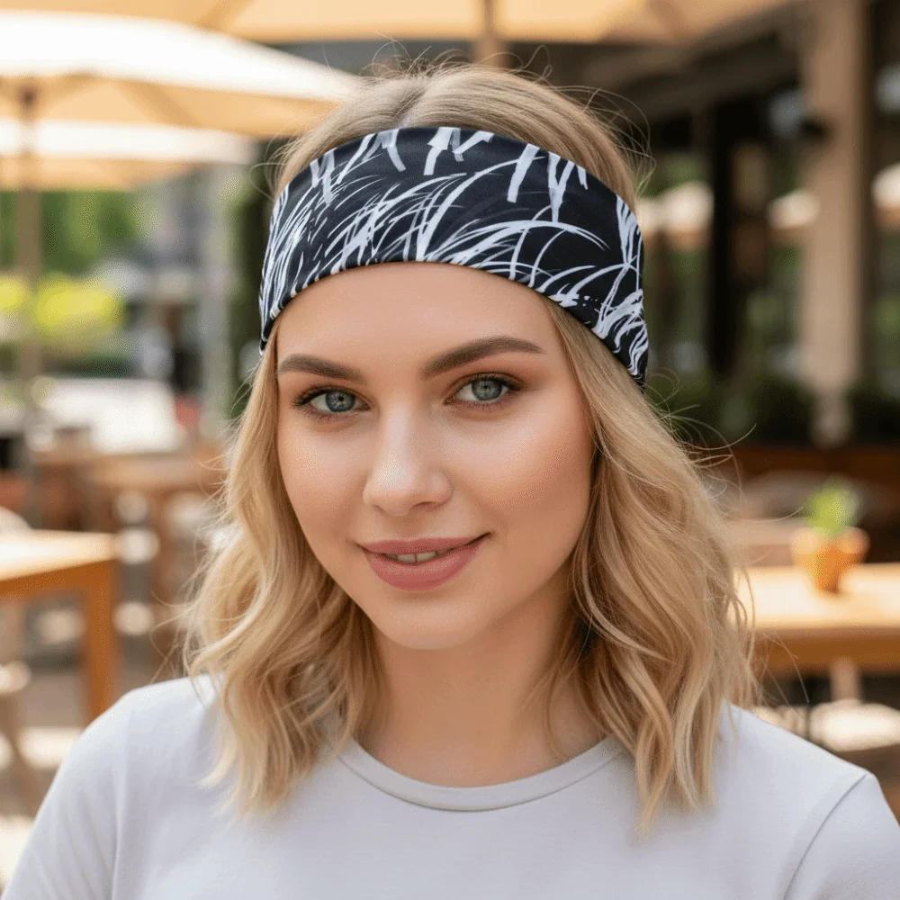 Graffiti Printed Yoga Headband Elastic Breathable Sport Hairband Sweat-absorbent Hair Accessories Women's Hairband Sports
