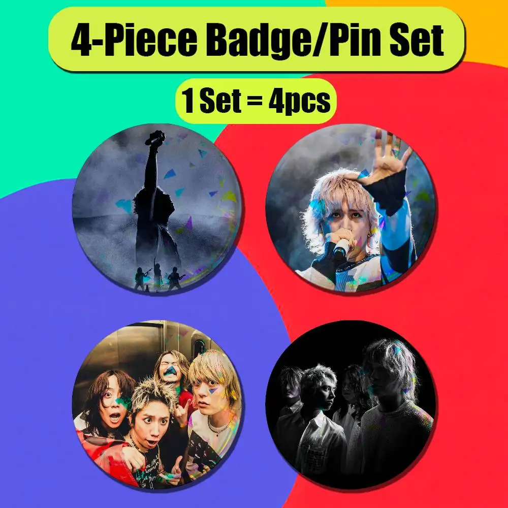 For ONE OK ROCK Detox Ambitions Enamel Pin Badge Set 4PCS Round Metal Button Brooch Gift Custom Hat Ita Bag Pins