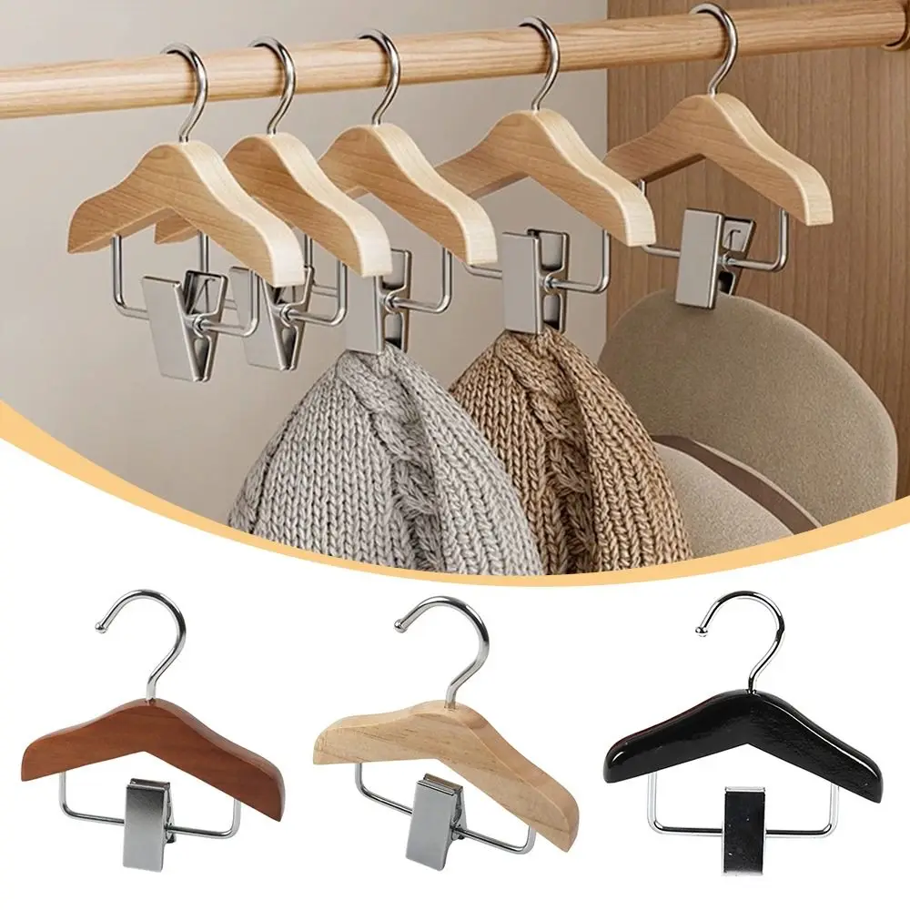 Durable Solid Wood Hanger with Clip Anti Slip Pet Clothes Hook Mini Hanger