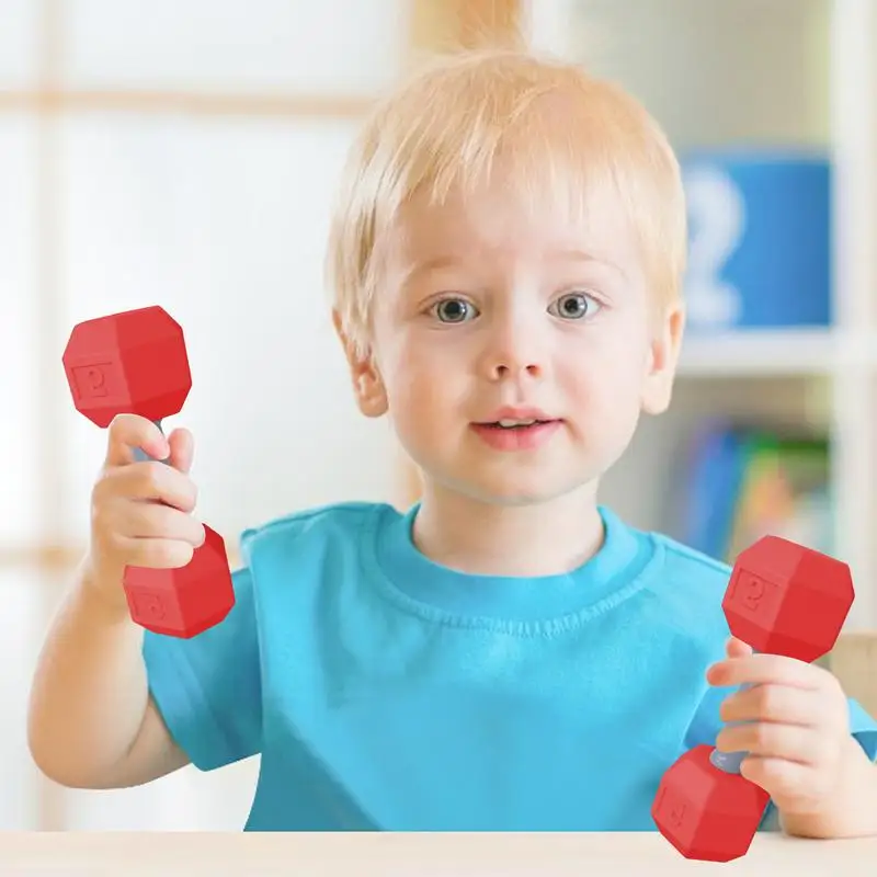 Mancuernas de 2 piezas para ejercicio, juguete de entrenamiento con peso, sonajero ligero para la dentición, juego sensorial, mordedor para gimnasio