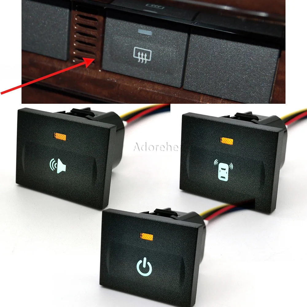 1 PC Black Blue LED Car DRL Packing Radar Sensor Power on Off Music Fan Switch Button for Ford Focus 2 Mk2 2009 2010 2011