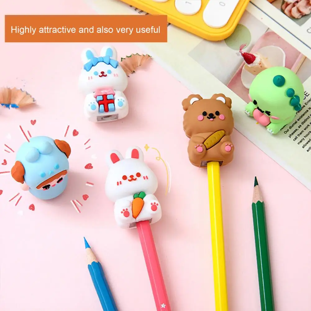 Kids' Pencil Sharpener Cute Pencil Sharpener Mini Kawaii Cartoon Pencil Sharpener Portable Pen Cutter for Kids Cute Stationery