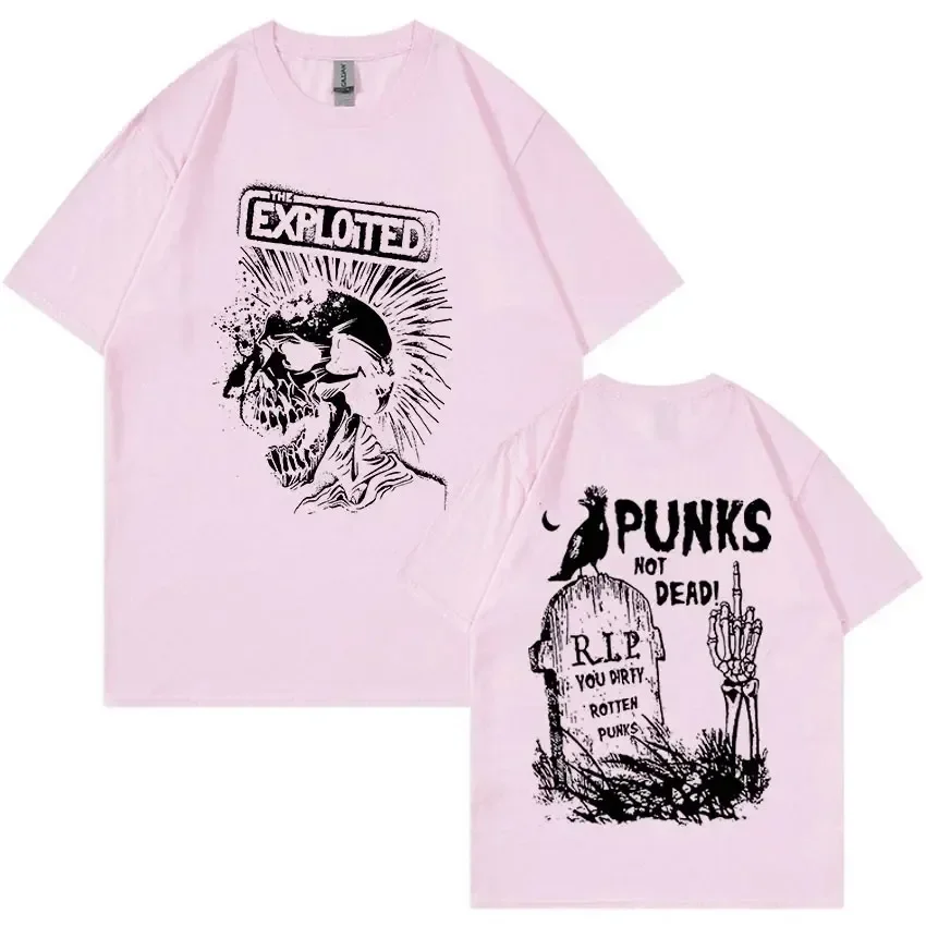 Band The Exploited Retro Graphic Tee Shirt Punks Not Dead Streetwear T-shirt Men\'s Women Hip Hop 100% Cotton Oversized Tees