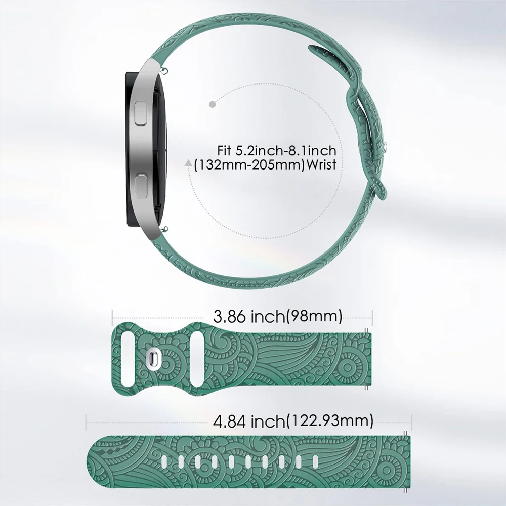 Силиконовый ремешок с гравировкой 20 мм для Samsung Galaxy Watch 7/6/5/4 40 мм 44 мм/Watch 5Pro 45 мм/Watch 6 Classic 43 мм 47 мм аксессуар для часов