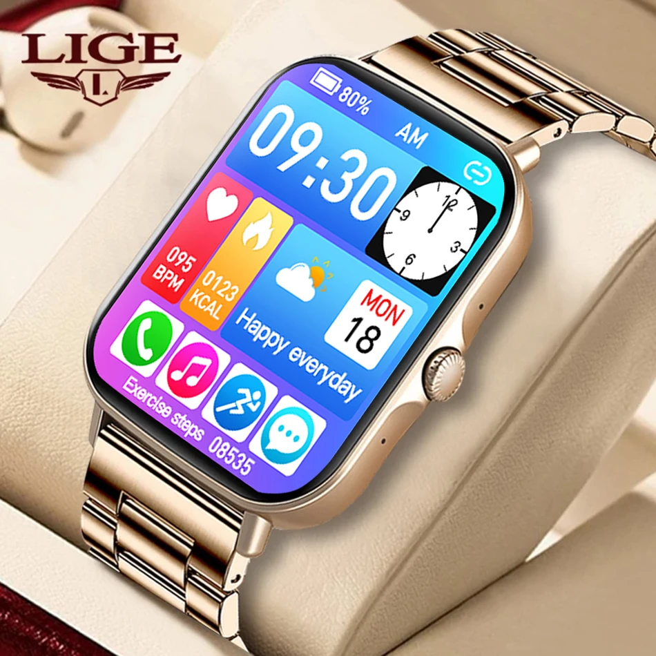 

LIGE New Dial Call Smart Watch Men 2022 Full Touch Body Temperature Sports Fitness Tracker Waterproof Men Smartwatch Women + Box