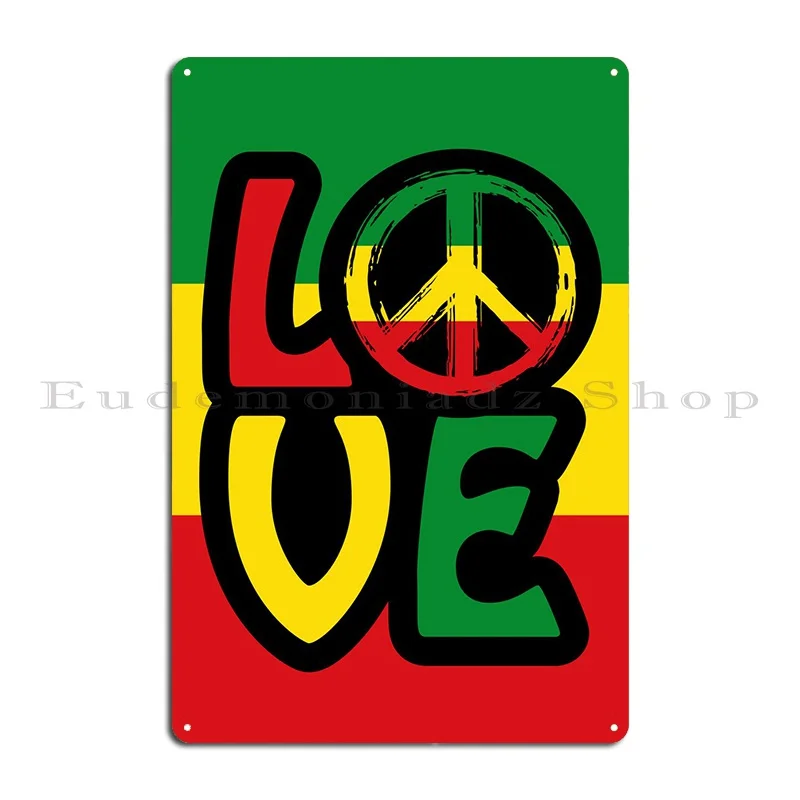 Love Reggae Peace Symbol Metal Plaque Garage Pub Club Cinema Custom Tin Sign Poster