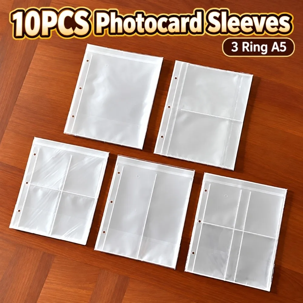 Easy Insert 3 Ring Card Sleeves A5 Size Multi-Pockets Binder Insert Photo Pocket Card Collection