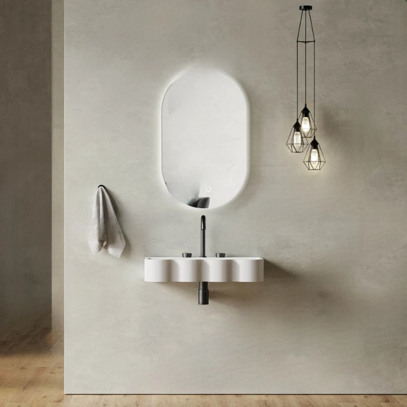 Lavabo mural en pierre artificielle, rangement Simple, lavabo simple dans le mur des toilettes, lavabo transfrontalier