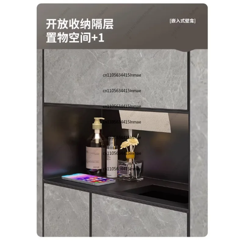 Garbage Bin Tissue Box Storage Rack Customizable Hidden Bathroom Cabinet - Stainless Steel Embedded Niche