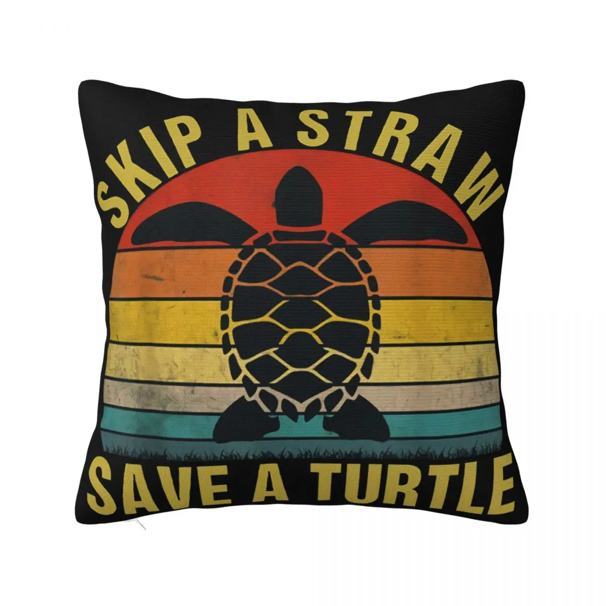 Cross Straw Save Turtle Vintage Mens Retro Cotton Halloween Best Selling Comical Middle Aged Pillow Case