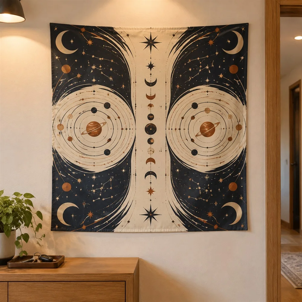 VIKAMA Zodiac Constellation Tapestry Wall Hanging, Star Moon Celestial Wall Art, Galaxy Decor for Bedroom Dorm Living Room Study