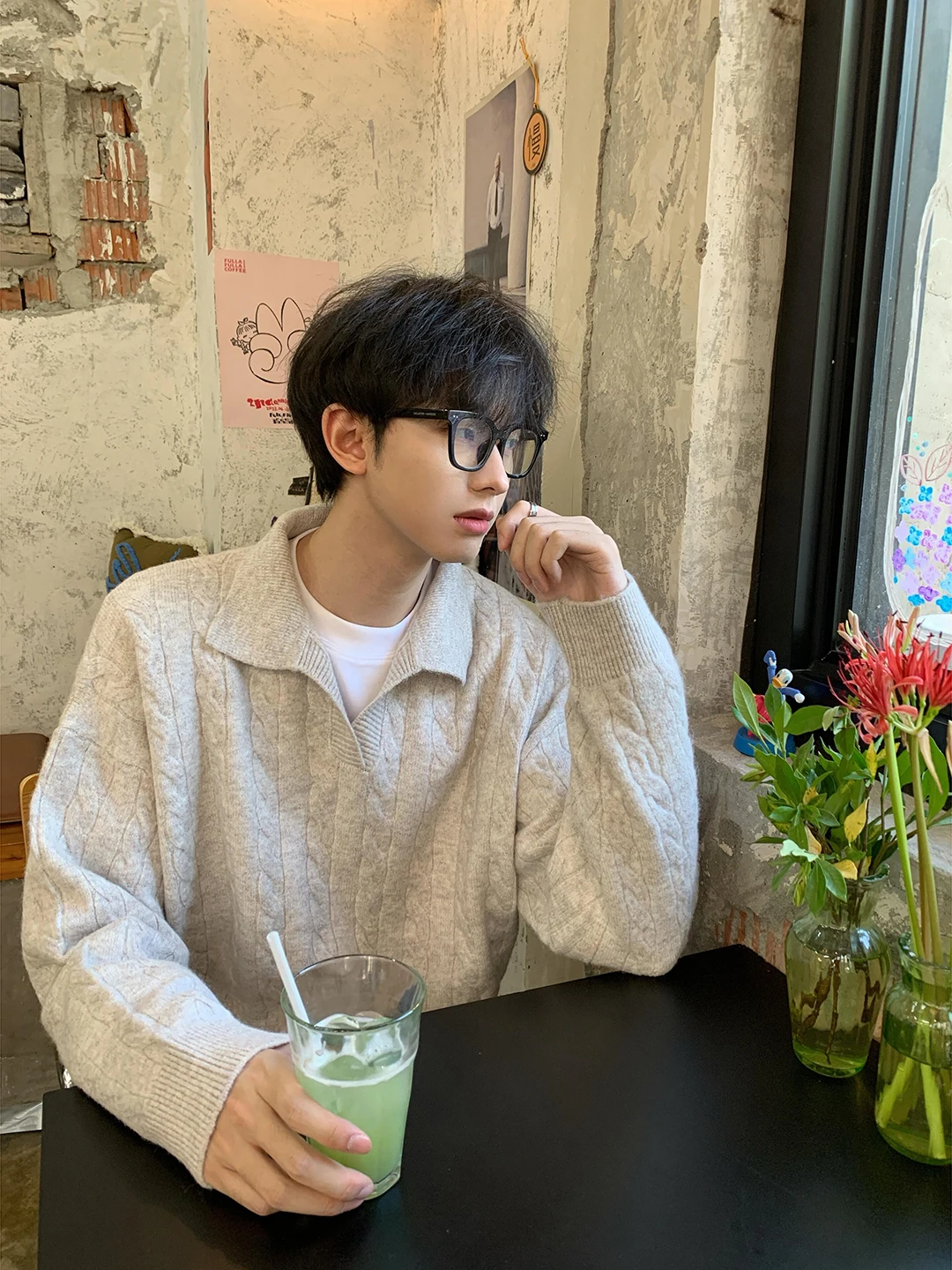 

Мужской трикотажный джемпер свободного кроя с V-образным вырезом, осенний, в корейском стиле, с бахромой, из полиэфирного волокна, для ношения под одеждой, в американском ретро-стиле