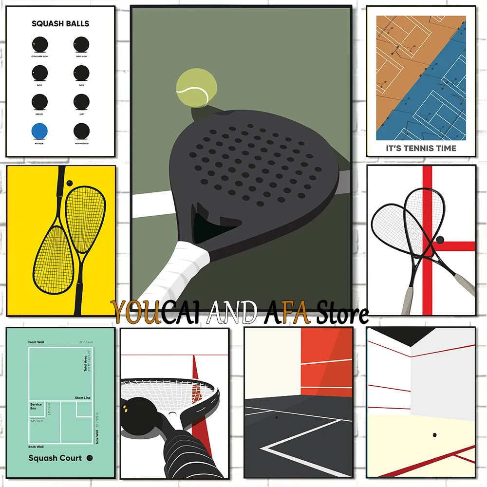 Squash Sport Art Print Squash Racket Court Balls Poster Canvas Painting Sport Abstract Prints Club Home Wall Decoration Poster
