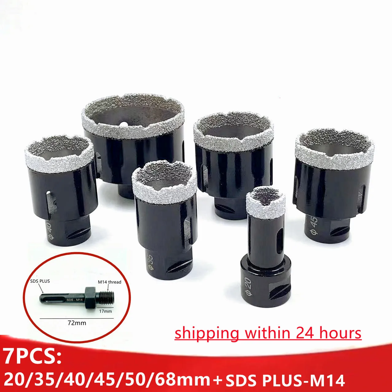 

6/7 Pcs 20-68mm M14 Thread Diamond Dry Vacuum Brazed Drilling Core Bits Set Porcelain Tiles Crowns Granite Marble Hole Saw Tools