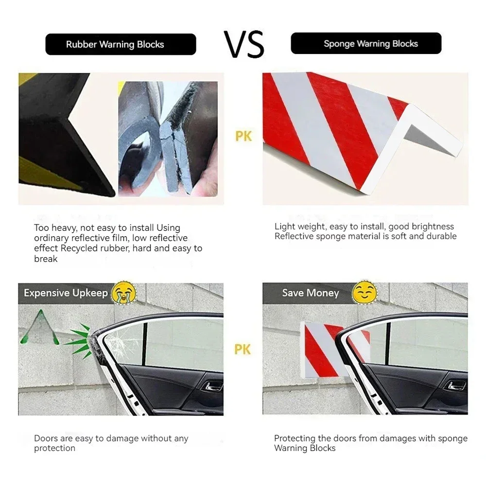 Garage Wall Protector Car Door Bumper Foam Parking Protector Exterior Anti-collision Adhesive Garage Red White Warning Sign