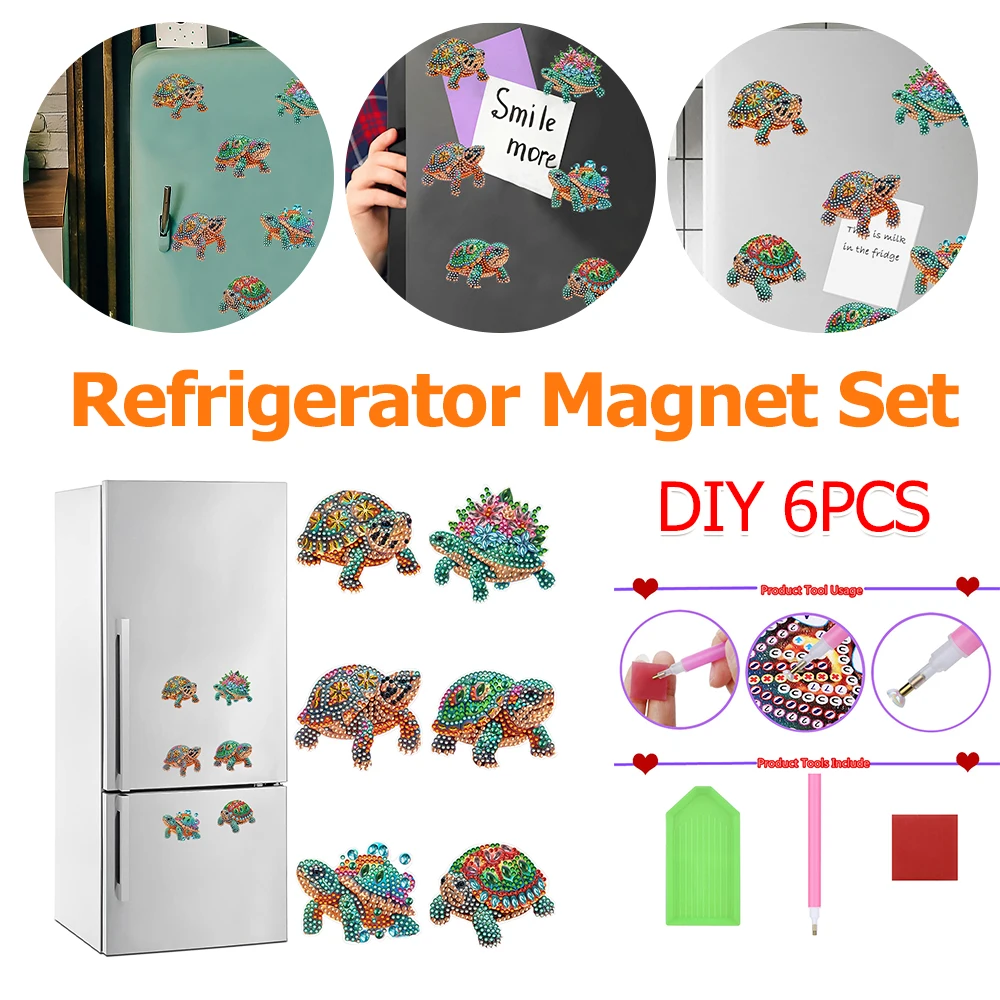 

6 шт. магниты для морской жизни, морская черепаха, стразы, особая форма, алмаз, сделай сам, декор для холодильника, 3D набор для рукоделия в стиле океана