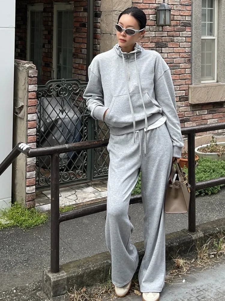 

Корейский комплект морской толстовки, женское пальто с высокой талией, утягивающий дизайн, длинные брюки, осенний сезон, для взрослых женщин