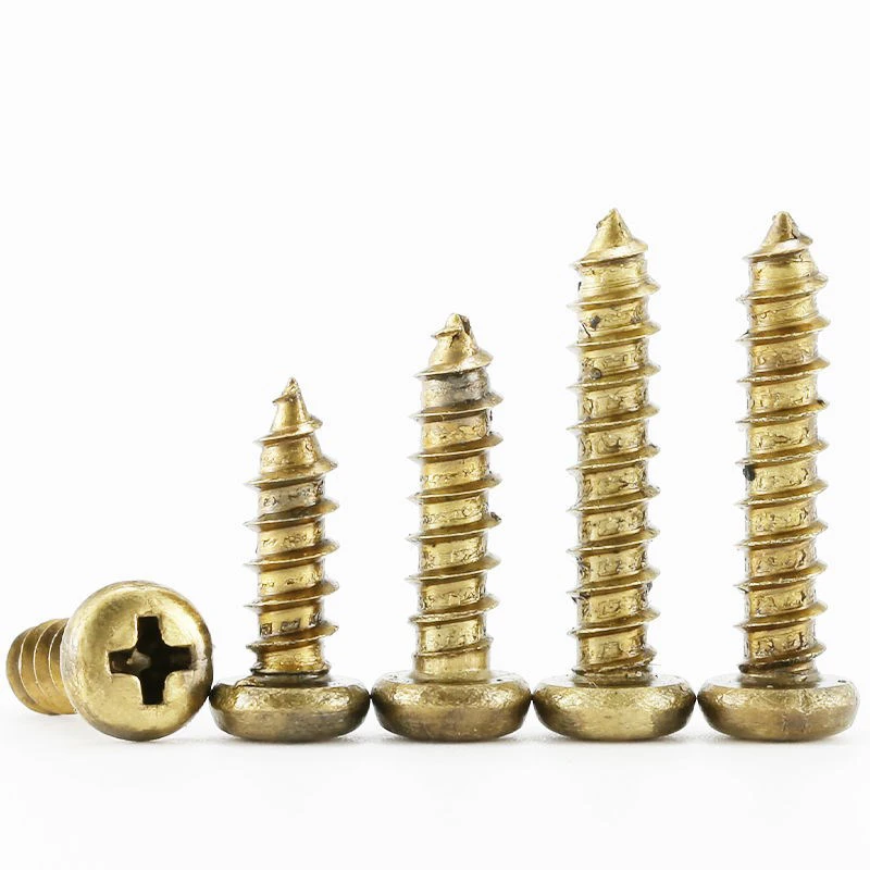 M3 M3.5 M4 M5 OD 6mm 8mm to 40mm Length Brass Phillips Cross Recessed Round Pan Self Tapping Screw