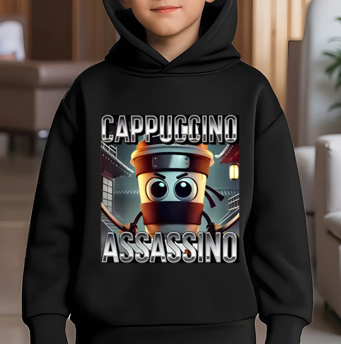 

Italian Brainrot Cappuccino Assasino Hoodies Boys Casual Pullover Funny Meme Sweatshirt Autumn Kids Clothes Harajuku Hooded Tops